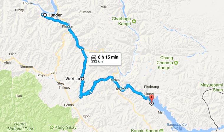 How to Reach Polaris Cottage Pangong from Hunder via Wari La